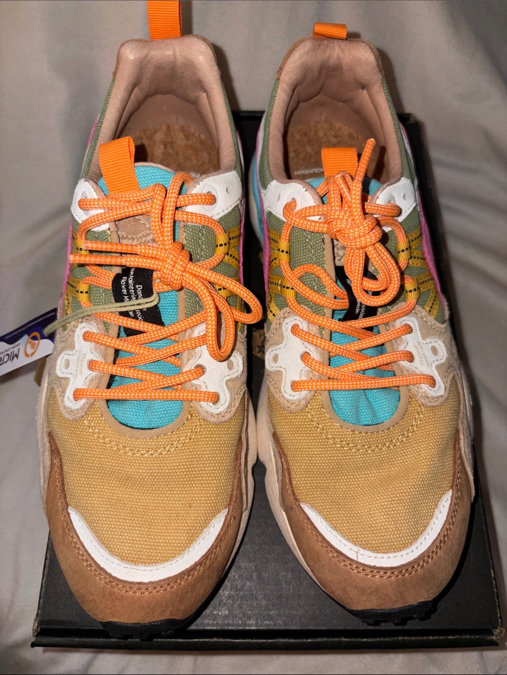 NWT Flower Mountain YAMANO 3 Suede fabric sneakers in Brown- Chestnut- Fuchsia - Picture 6 of 14